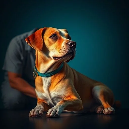 A conceptual, abstract illustration of a sleek Greyhound's line art, minimalist and geometric, representing agility and dedication.